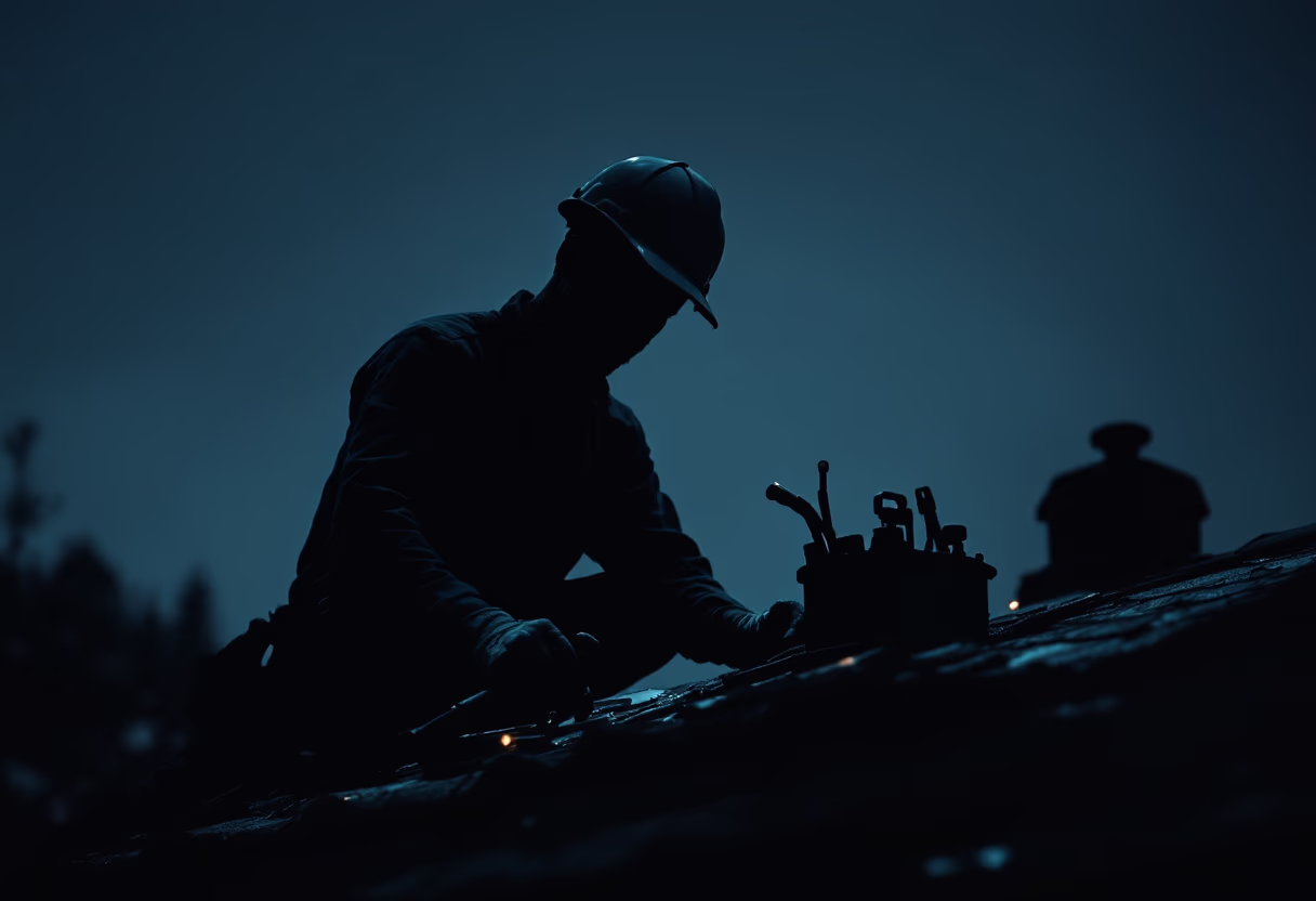 image of contractor on rooftop